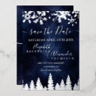  snow pine navy blue Christmas Save The Date