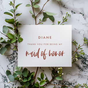 Snow pink Maid of honour thank you text card
