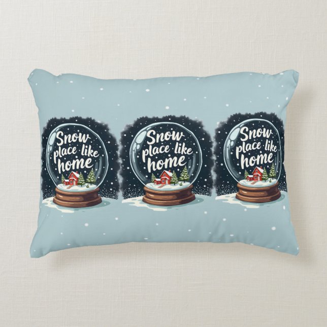 Snow Place Like Home Holiday Quote Accent Pillow (Front)