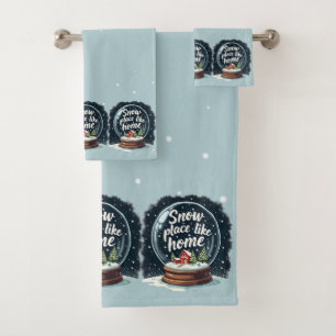 Snow Place Like Home Holiday Quote Bath Towel Set