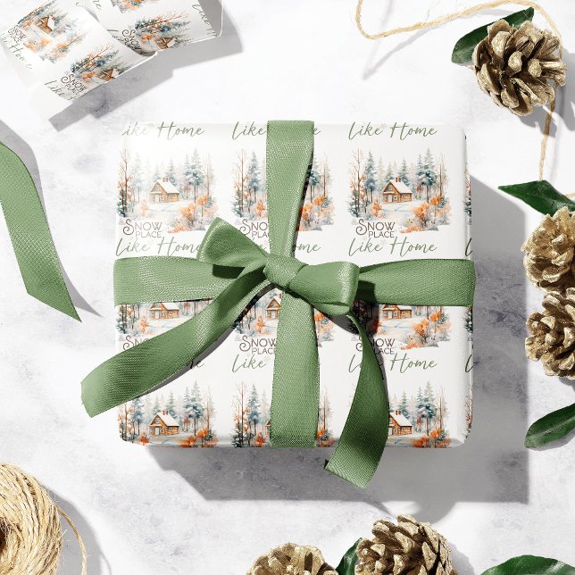 Snow Place Like Home, Mountain Cabin Christmas Wrapping Paper (Creator Uploaded)