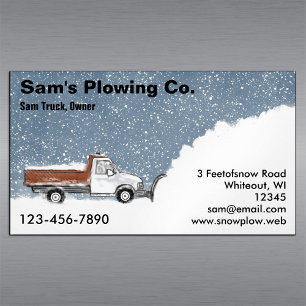 Snow Plow   Plowing Service   Snow Removal Magnetic Business Card