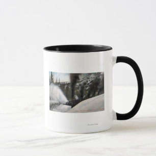Snow Plow Railroad Clearing Tracks in Rocky Mug