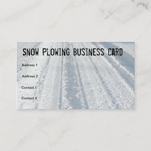 Snow Plow Snowy Road Removal Business Card (Front)