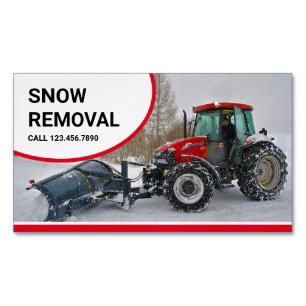 Snow Plow Tractor Snow Removal Service Magnetic Business Card