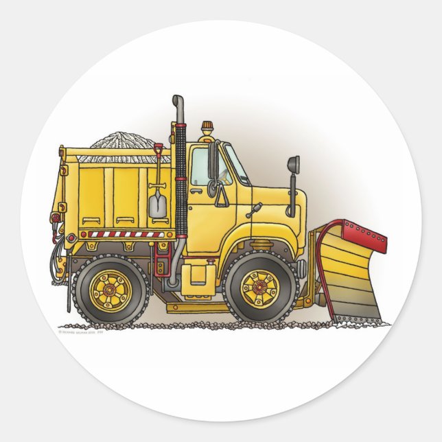 Snow Plow Truck Kids Sticker (Front)
