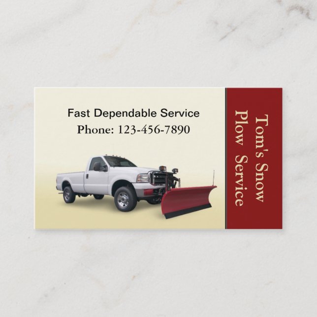 Snow Plow Truck Service Business Card (Front)