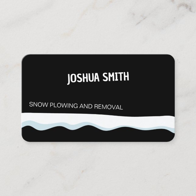Snow Plowing Black Business Card (Front)