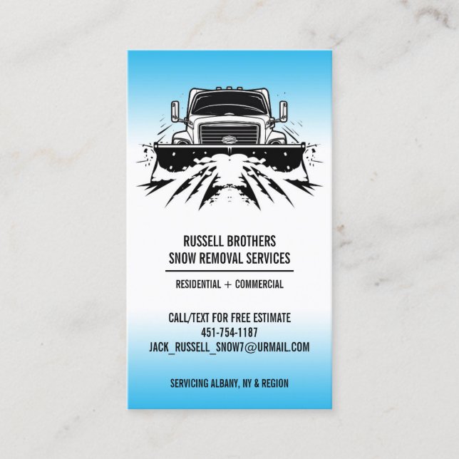 Snow Plowing Business Card (Front)