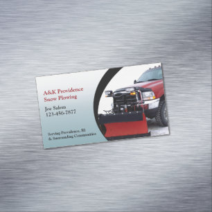 Snow Plowing Magnetic Business Card
