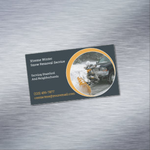 Snow Plowing Magnetic Business Card