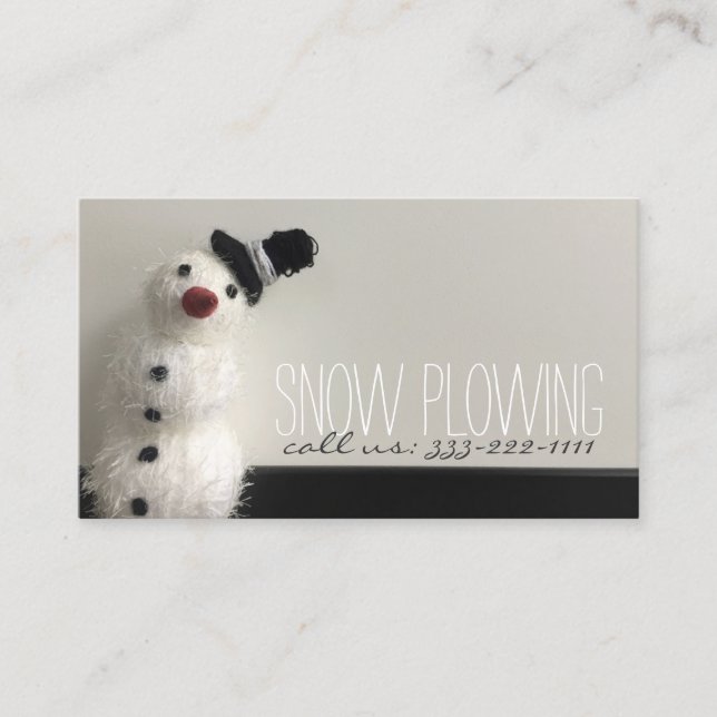 Snow Plowing Service Snowman Photo Business Card (Front)