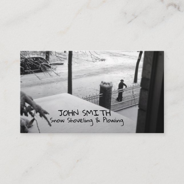 Snow Plowing Shoveling Snow Removal Contractor Business Card (Front)