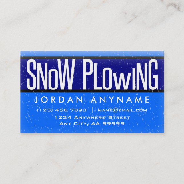 Snow Plowing With Snow Falling Business Card (Front)