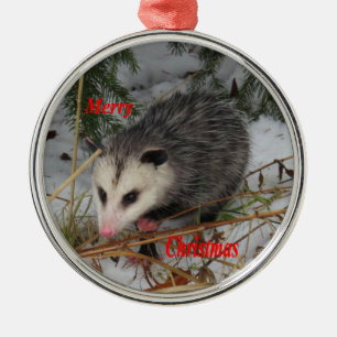 Snow Possum Metal Ornament