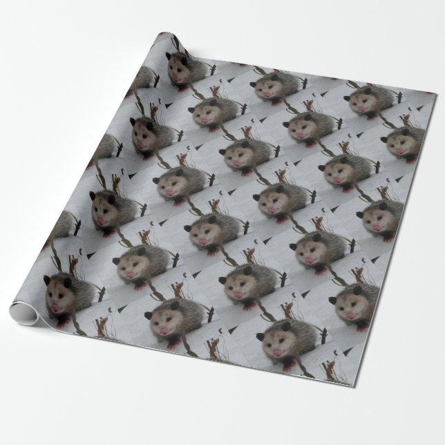 Snow Possum Wrapping Paper (Unrolled)