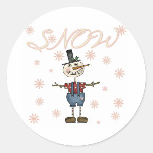 Snow Primsical Snowman Classic Round Sticker