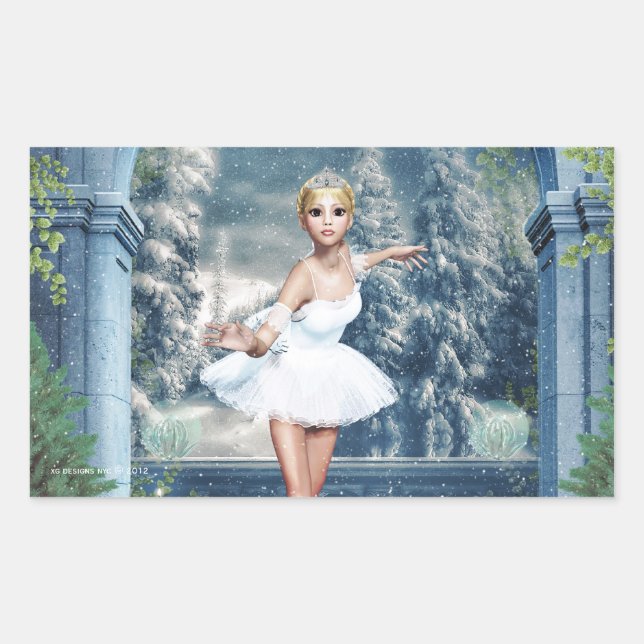 Snow Princess Ballerina Christmas Sticker (Front)