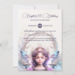 Snow princess pink fairy magical enchanted winter invitation