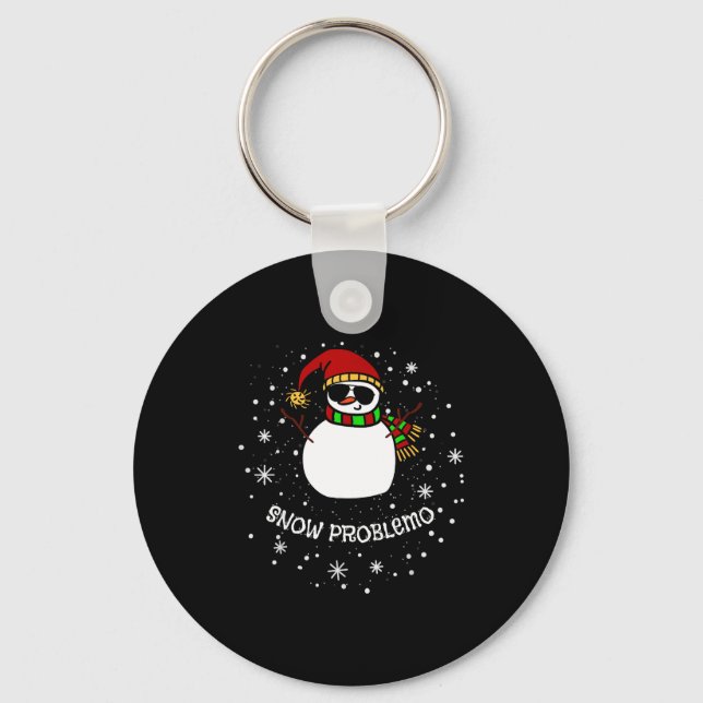 Snow Problemo Funny Christmas Snowman  Keychain (Front)