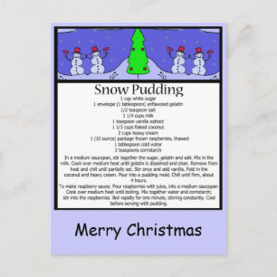 snow pudding, Merry Christmas Holiday Postcard