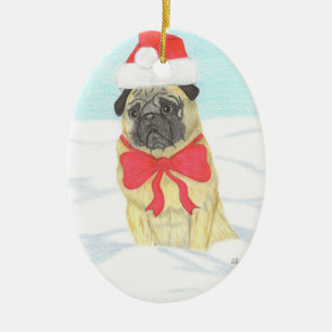 Snow Pug Inspirational Ornament