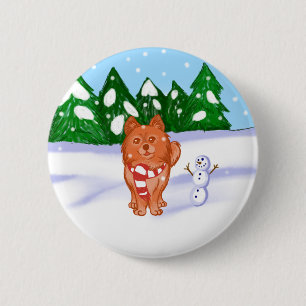 Snow Puppy 2 Inch Round Button