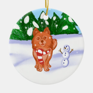 Snow Puppy Ceramic Ornament