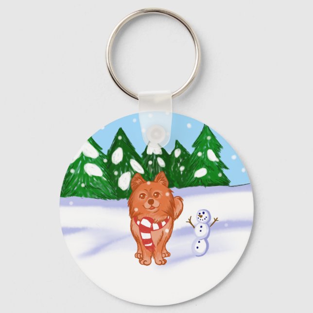 Snow Puppy Keychain (Front)
