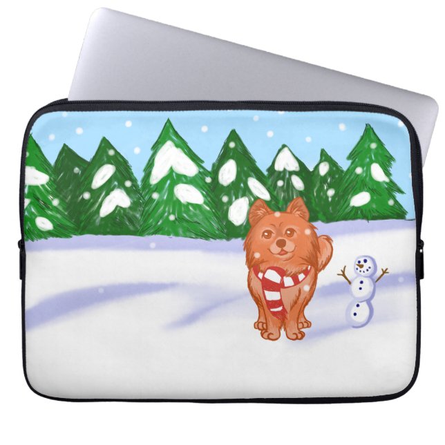 Snow Puppy Laptop Sleeve (Front)