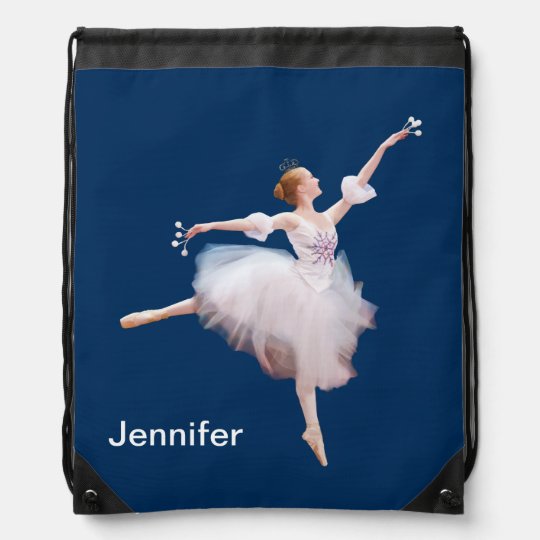 Snow Queen Ballerina Customizable Name Drawstring Bag