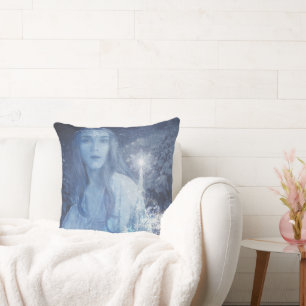 Snow Queen Christmas Winter Fantasy Artwork Throw Pillow