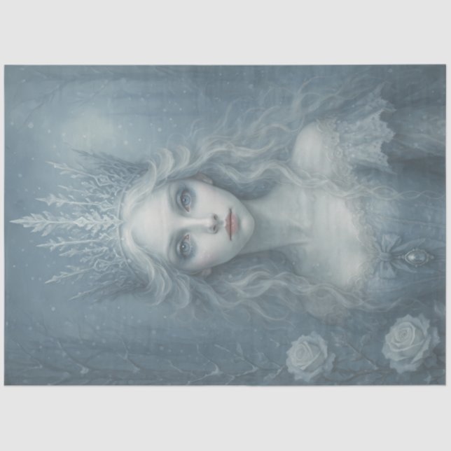 Snow Queen Enchantress Gothic Winter Decoupage Tissue Paper (Front)