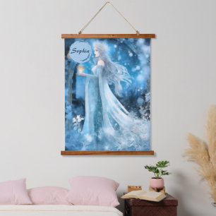 Snow Queen Fantasy Art – Mystical Winter Goddess Hanging Tapestry