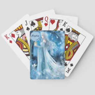 Snow Queen Fantasy Art – Mystical Winter Goddess Playing Cards