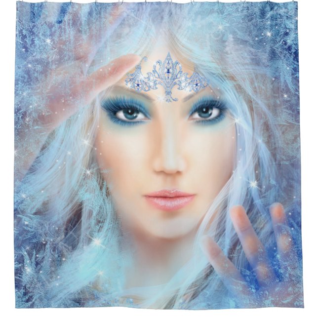 Snow queen. Ice beautiful Princess Shower Curtain (Front)