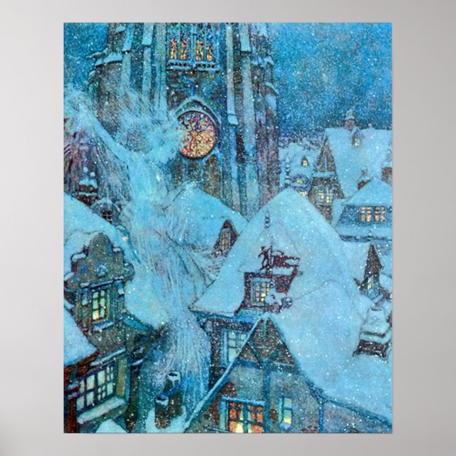 Snow Queen on a Winter's Night Dulac Illustration Poster (Front)