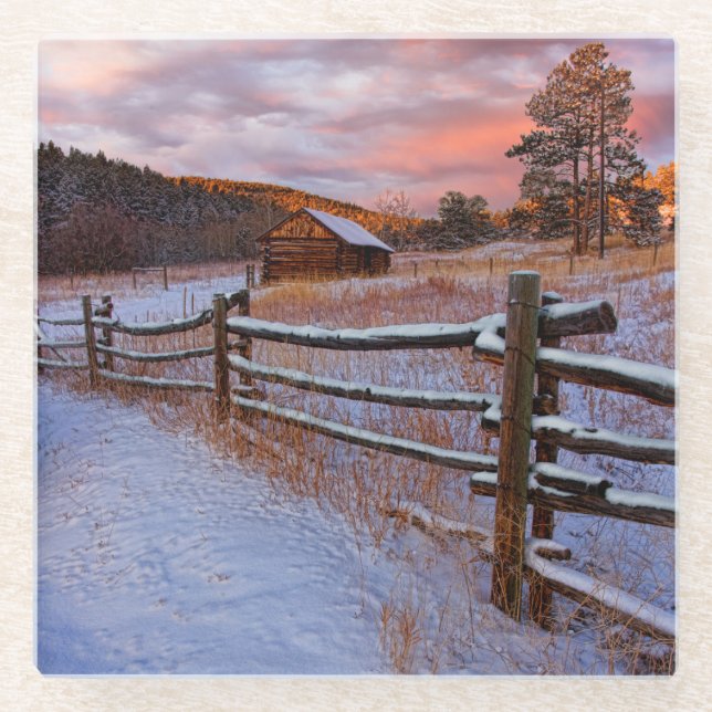 Snow Ranch Glass Coaster (Front)