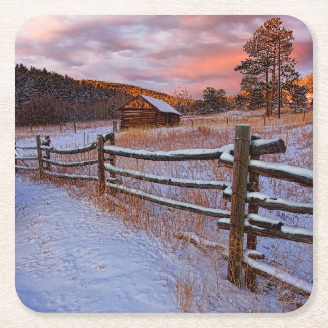 Snow Ranch Square Paper Coaster (Front)