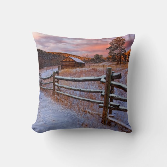 Snow Ranch Throw Pillow (Front)