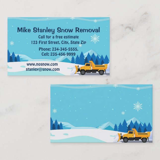 Snow Removal  Custom Business Business Card (Front/Back)