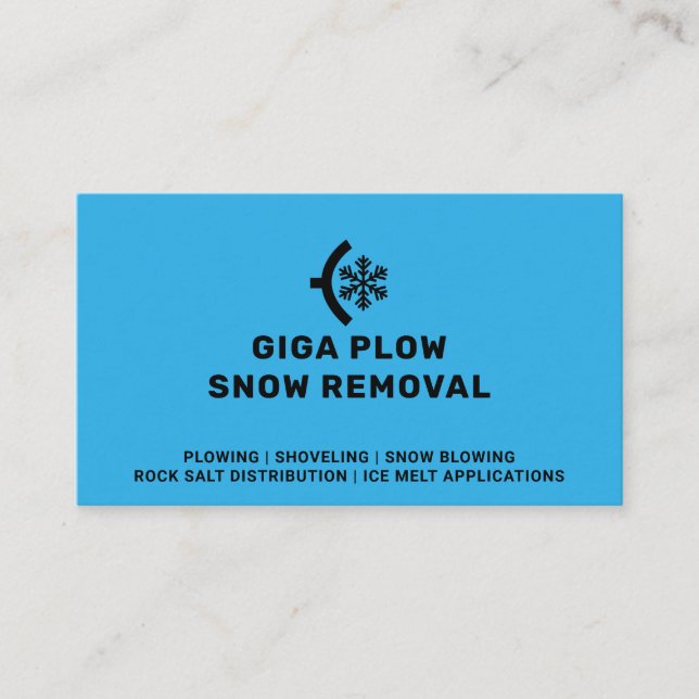 Snow Removal Plow And Snowflake Graphic Business Card (Front)