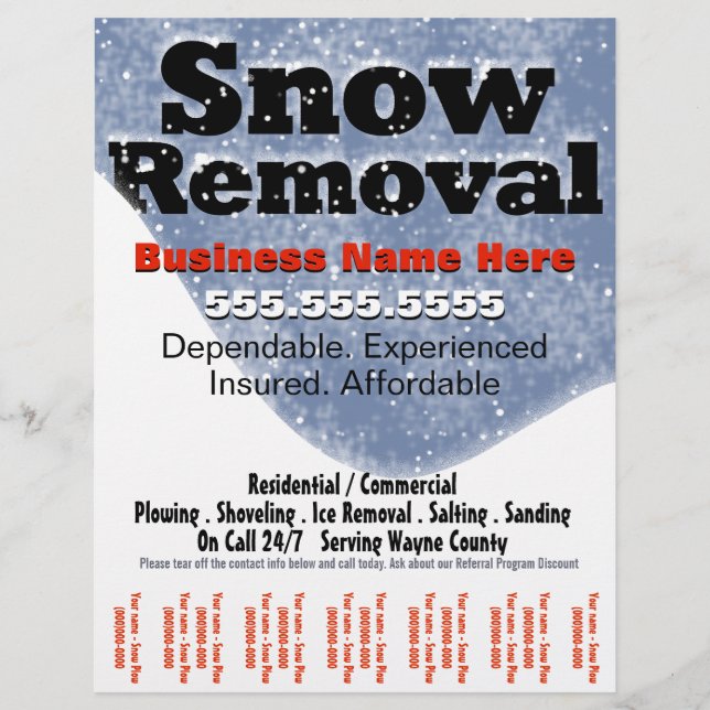 Snow Removal Plowing Tear Sheet Template 2 (Front)
