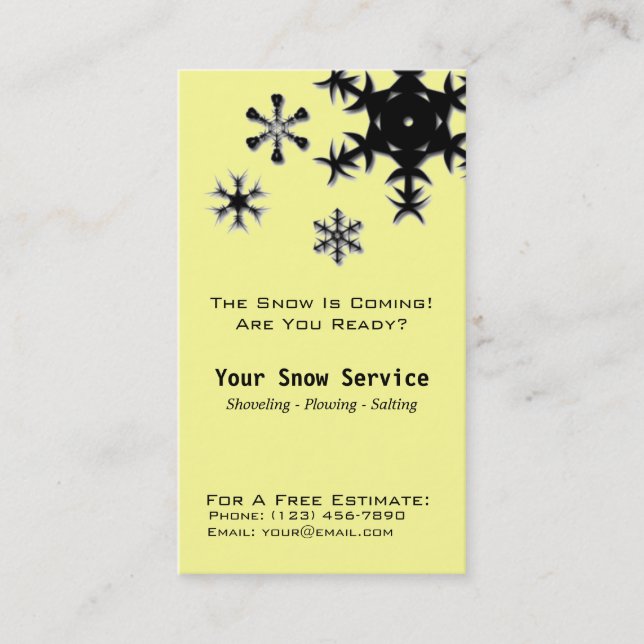 Snow Removal, Snow Plowing Business Card (Front)