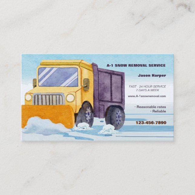 Snow Removal Truck Business Card (Front)