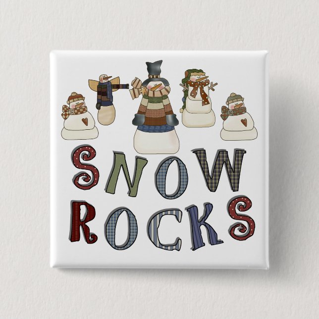 Snow Rocks  T-shirts and Gifts 2 Inch Square Button (Front)