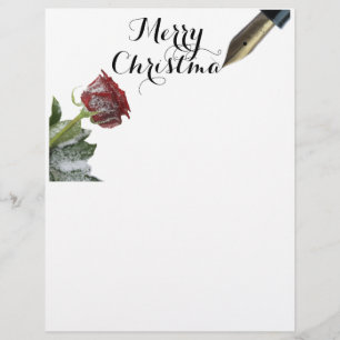 Snow rose Merry Christmas Letter