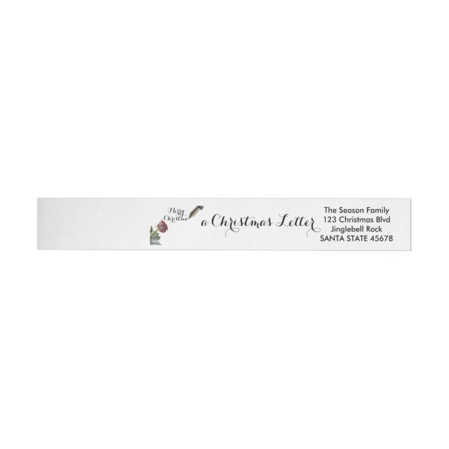 Snow rose Merry Christmas Wraparound Address Label (Individual)