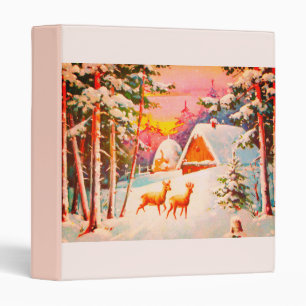 Snow scene at sunset art binder