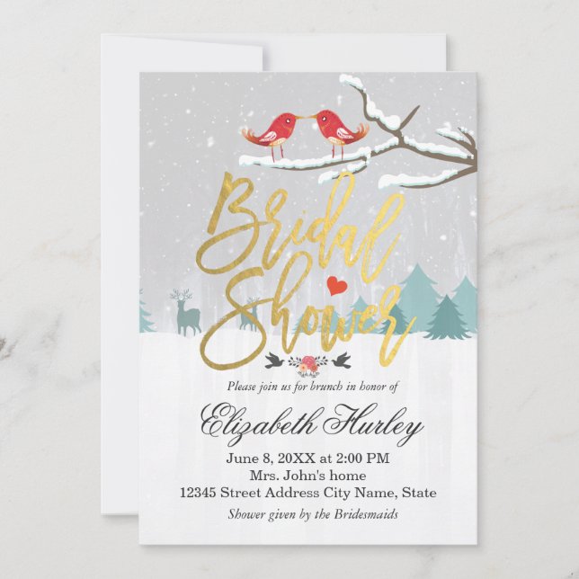 Snow Scene Bridal Shower Winter Wedding Invitation (Front)